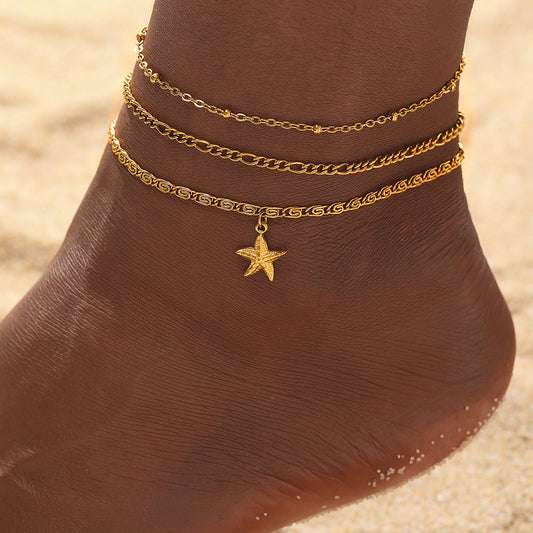 Star Anklet Gold Set