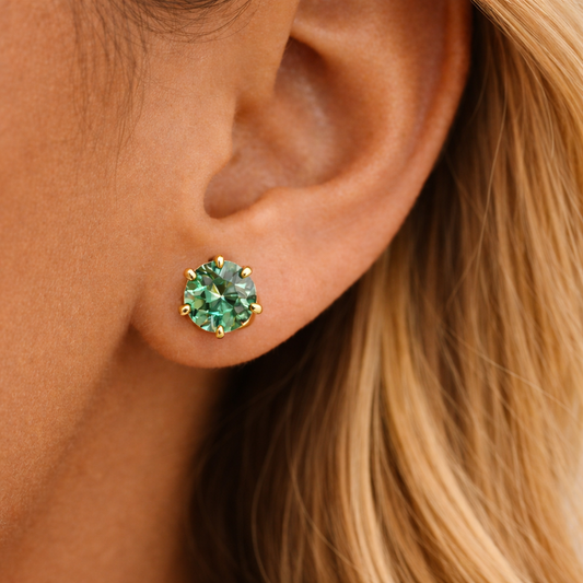 Emerald Moissanite 1ct Stud Earrings in S925 Sterling Silver