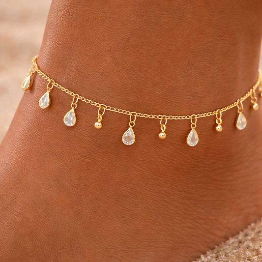 Dainty Gold Zircon Anklet