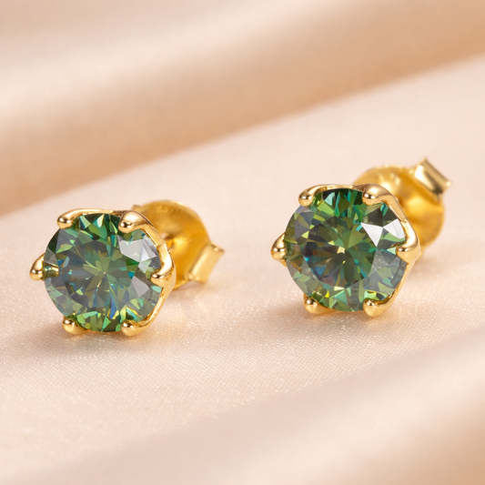 Emerald Moissanite 1ct Stud Earrings in S925 Sterling Silver