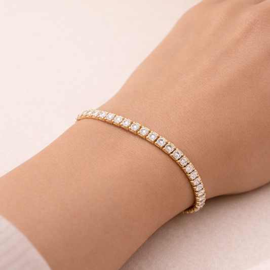 Cubic Zirconia Tennis Gold Bracelet